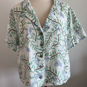 Cynthia Rowley 100% Linen button down top Size L